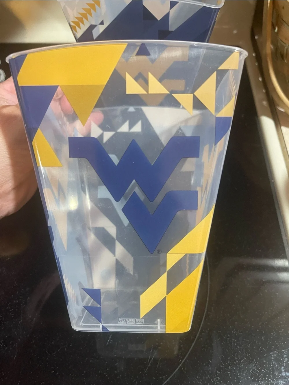 2 WVU Mountaineers NCAA College Sports Large Collector's Popcorn Bucket, storage